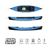 Blue and black Neris Smart single-seat kayak shown from top and side views. Dimensions and specs displayed: 13.29 ft length, 2.95 ft width, weight 22.05 lb, maximum load 441 lb, one seat.