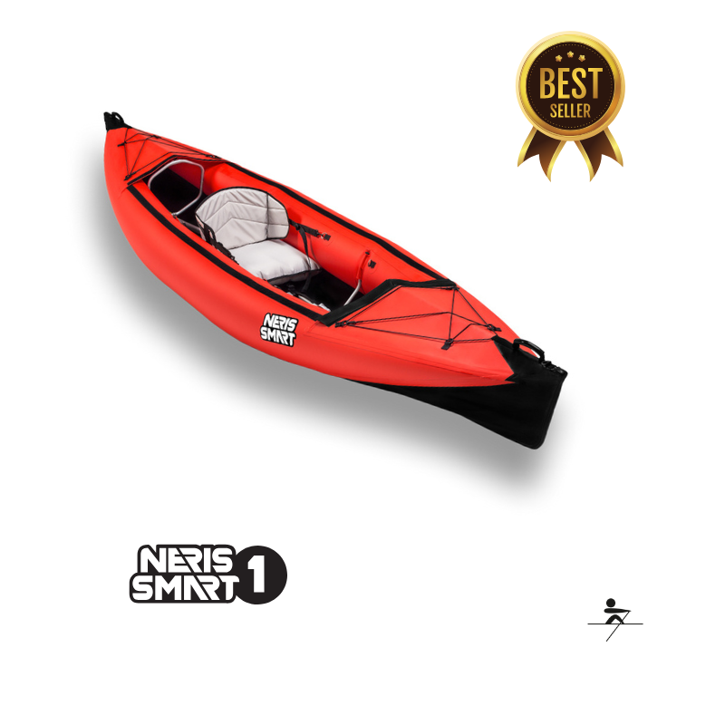 neris smart one single seater folding kayak, compact and portable for solo water adventures