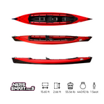 A NERIS Smart Pro S folding kayak designed for one person, featuring a sleek red top, merging high performance with solo paddling flexibility