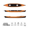 This is a Neris smart pro tandem kayak, orange top, black bottom